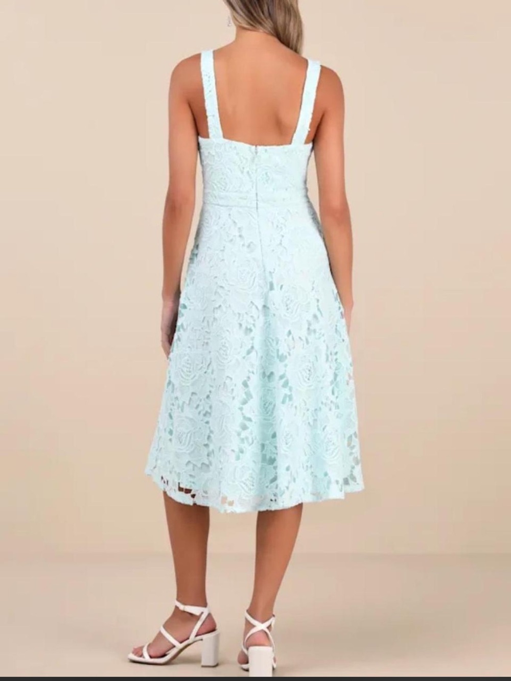 Lulus Divine Beauty Mint Blue Lace Midi Dress With Pockets - Picture 2 of 6
